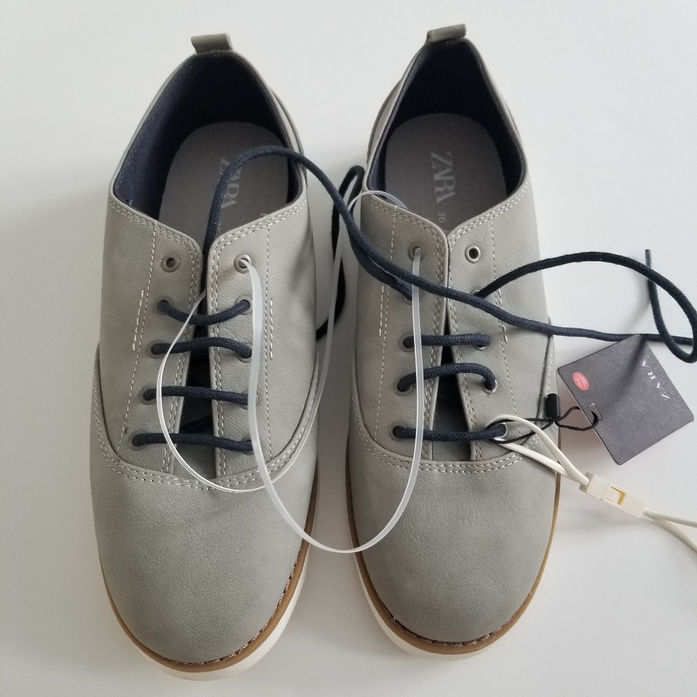 🆕️Zara Boys Grey lace up Shoes sz 36 - Picture 2 of 7